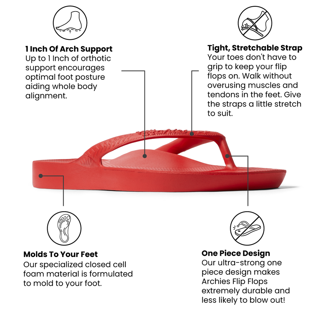 Arch Support Flip Flops - Classic - Chili Red