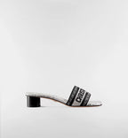 Dior Diorviera Dway Heeled Slide Cotton and White and Black
