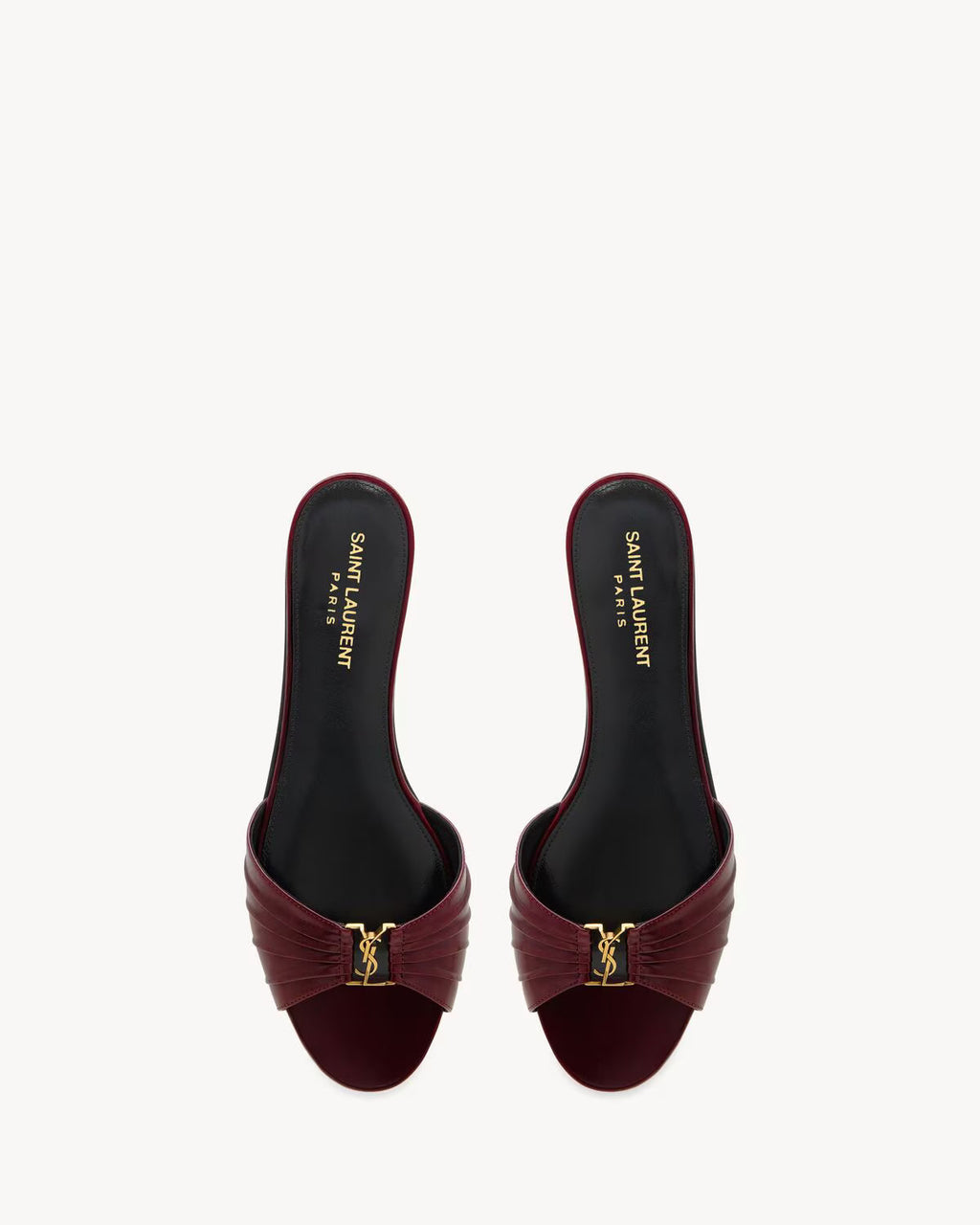 YSL Babylone Slides in Smooth Leather Vintage Bordeaux