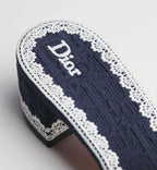 Dior Dentelle Heeled Slide Navy Blue