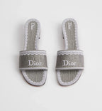Dior Dentelle Heeled Slide Trianon Gray