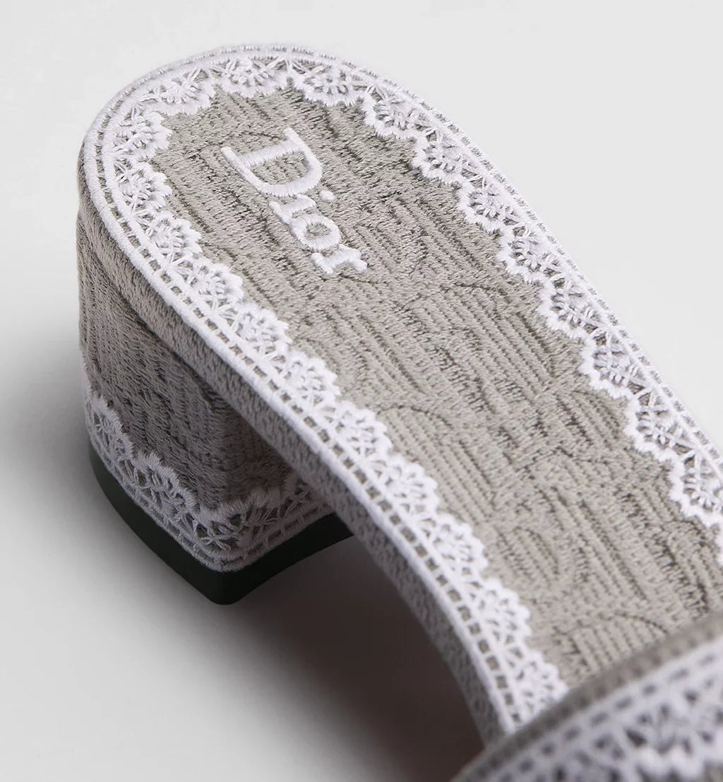 Dior Dentelle Heeled Slide Trianon Gray