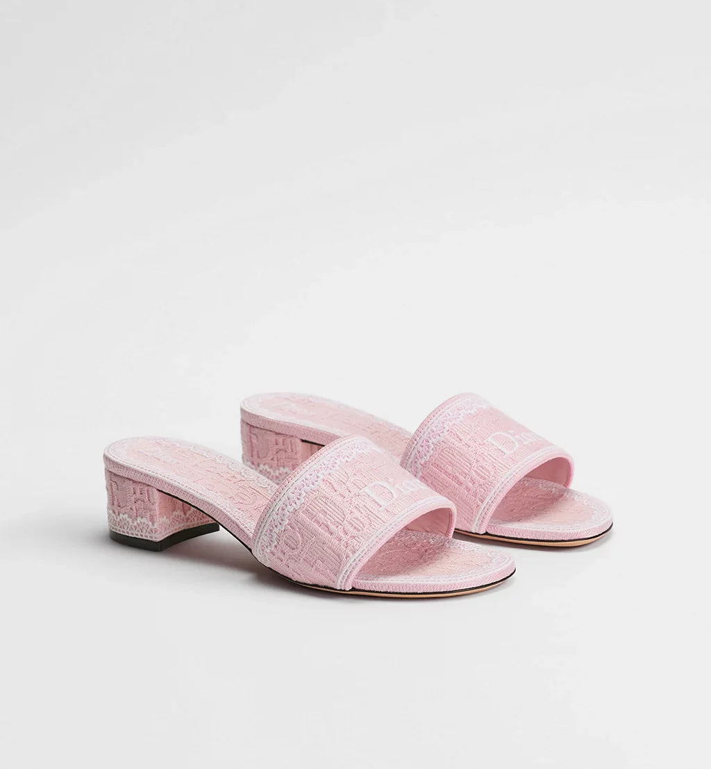 Dior Dentelle Heeled Slide Soupir Pink