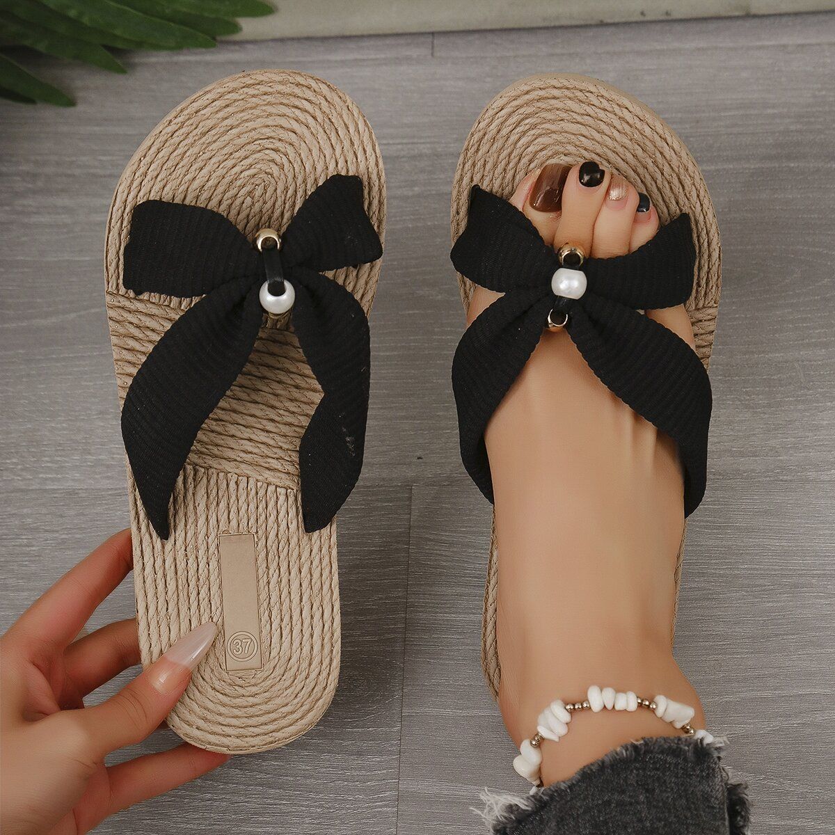 BELLAIRE™ Pearl Bow Sandals