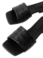 Bottega Veneta Riva Intrecciato Leather Slides Black
