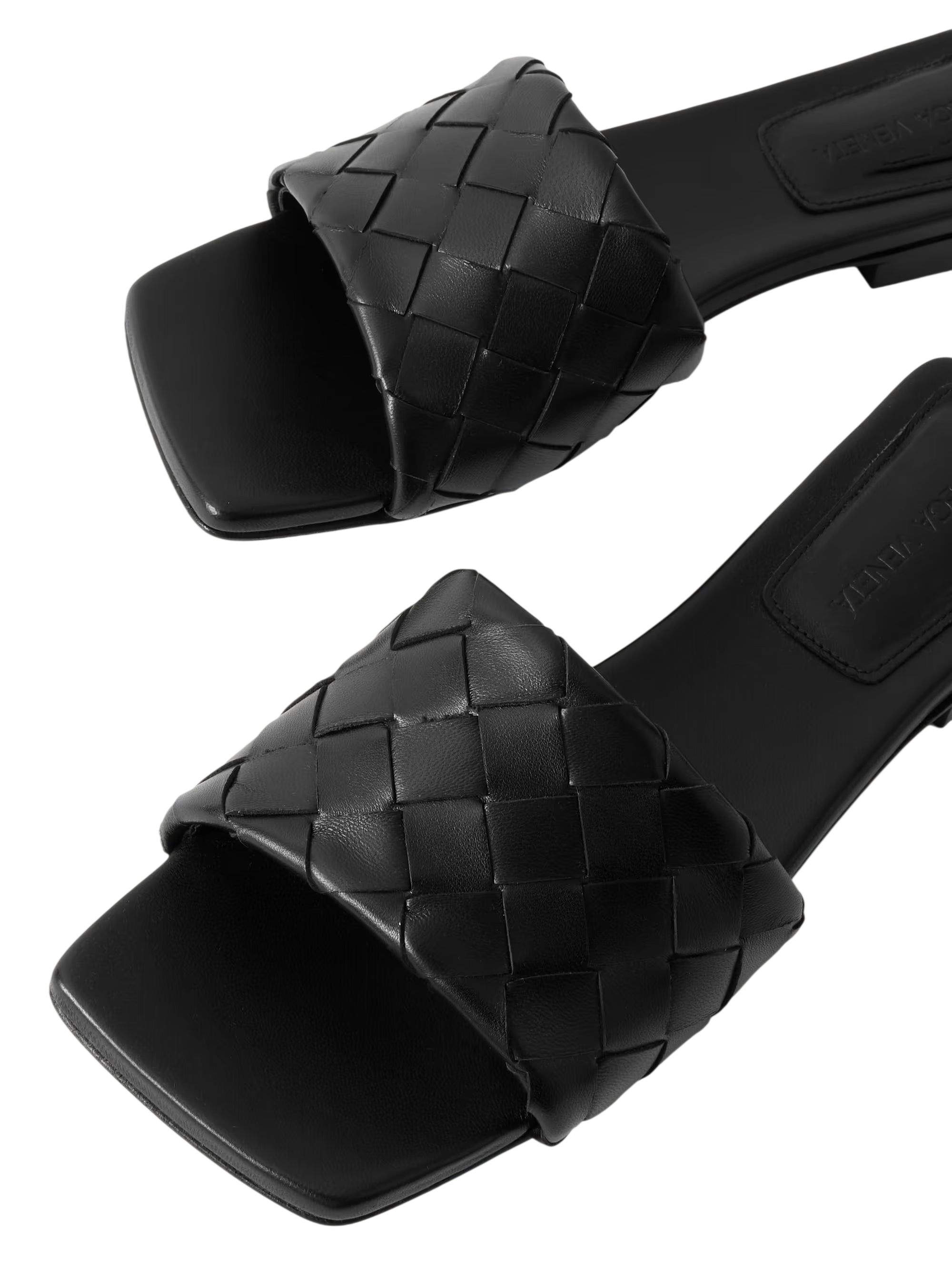 Bottega Veneta Riva Intrecciato Leather Slides Black