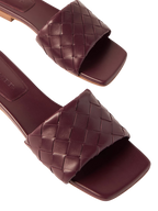 Bottega Veneta Riva Intrecciato Leather Slides Red