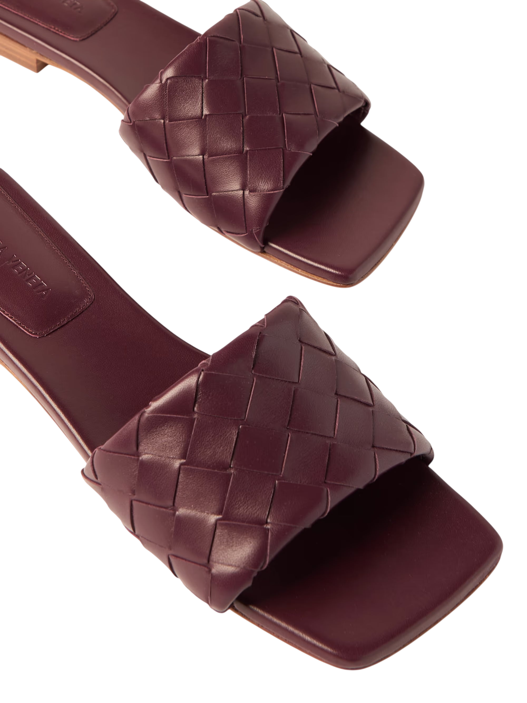 Bottega Veneta Riva Intrecciato Leather Slides Red